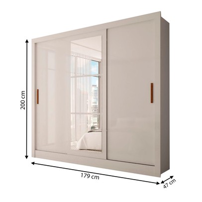 Guarda-Roupa Casal Sophia 3 Portas 3 Gavetas com Espelho Branco - Panorama Móveis