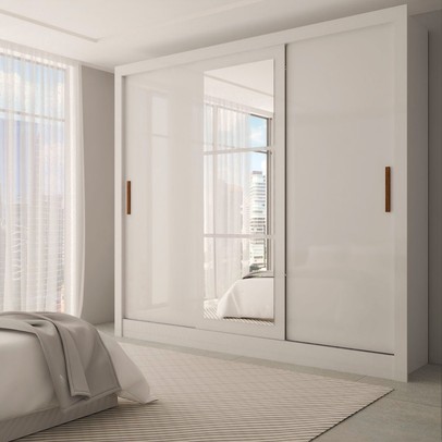 Guarda-Roupa Casal Sophia 3 Portas 3 Gavetas com Espelho Branco - Panorama Móveis