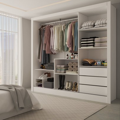 Guarda-Roupa Casal Sophia 3 Portas 3 Gavetas com Espelho Branco - Panorama Móveis
