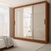 Guarda-Roupa Casal Sophia 3 Portas 3 Gavetas com Espelho Cinamomo/Off White - Panorama Móveis