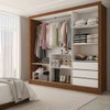 Guarda-Roupa Casal Sophia 3 Portas 3 Gavetas com Espelho Cinamomo/Off White - Panorama Móveis
