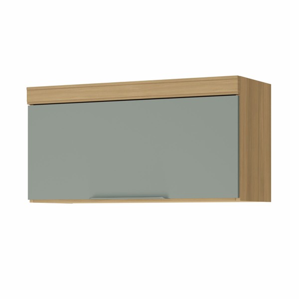 Armário Aéreo Cozinha 80 Cm Marquesa 1 Porta 100% Mdf Nature/Verde - Nesher