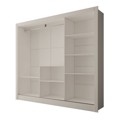 Guarda-Roupa Casal Sophia Slim 3 Portas com Espelho Branco - Panorama Móveis