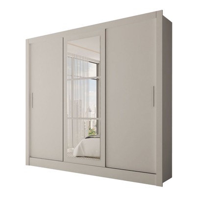 Guarda-Roupa Casal Sophia Slim 3 Portas com Espelho Branco - Panorama Móveis