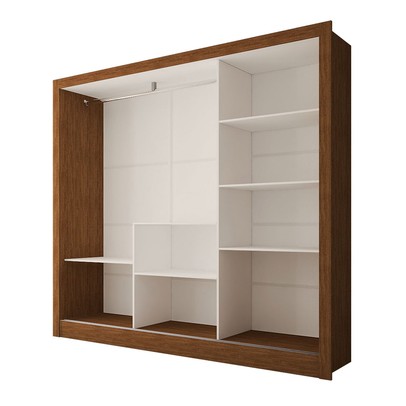 Guarda-Roupa Casal Sophia Slim 3 Portas com Espelho Cinamomo - Panorama Móveis