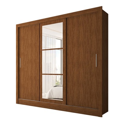 Guarda-Roupa Casal Sophia Slim 3 Portas com Espelho Cinamomo - Panorama Móveis