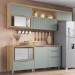 Cozinha Compacta Marquesa 4 Portas 4 Gavetas 100% Mdf Verde/Nature - Nesher