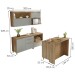 Cozinha Compacta Marquesa 4 Portas 7 Gavetas com Ilha Ripado 100% Mdf Nature/Verde - Nesher