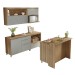 Cozinha Compacta Marquesa 4 Portas 7 Gavetas com Ilha Ripado 100% Mdf Nature/Verde - Nesher