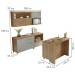 Cozinha Compacta Marquesa 4 Portas 7 Gavetas com Ilha Ripado 100% Mdf Verde/Nature - Nesher