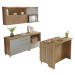 Cozinha Compacta Marquesa 4 Portas 7 Gavetas com Ilha Ripado 100% Mdf Verde/Nature - Nesher