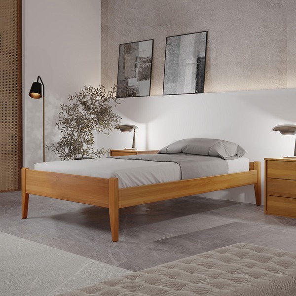 Cama Solteiro Turca 88cm em Madeira Maciça Amêndoa Mel - Josandro