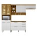 Cozinha Completa Burguesa Premium 9 Portas 4 Gavetas com Vidro 100% Mdf Freijó/Branco - Nesher