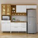 Cozinha Completa Burguesa Premium 9 Portas 4 Gavetas com Vidro 100% Mdf Freijó/Branco - Nesher
