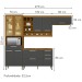 Cozinha Completa Burguesa Premium 9 Portas 4 Gavetas com Vidro 100% Mdf Freijó/Grafite - Nesher