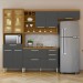 Cozinha Completa Burguesa Premium 9 Portas 4 Gavetas com Vidro 100% Mdf Freijó/Grafite - Nesher