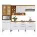Cozinha Completa Burguesa Premium 10 Portas 5 Gavetas com Vidro 100% Mdf Freijó/Branco - Nesher