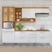 Cozinha Completa Burguesa Premium 10 Portas 5 Gavetas com Vidro 100% Mdf Freijó/Branco - Nesher