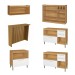 Cozinha Completa Burguesa Gourmet com Ilha 8 Portas 7 Gavetas Ripado 100% Mdf Freijó/Branco - Nesher