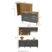 Cozinha Completa Burguesa Gourmet com Ilha 8 Portas 7 Gavetas Ripado 100% Mdf Freijó/Grafite - Nesher