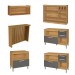 Cozinha Completa Burguesa Gourmet com Ilha 8 Portas 7 Gavetas Ripado 100% Mdf Freijó/Grafite - Nesher