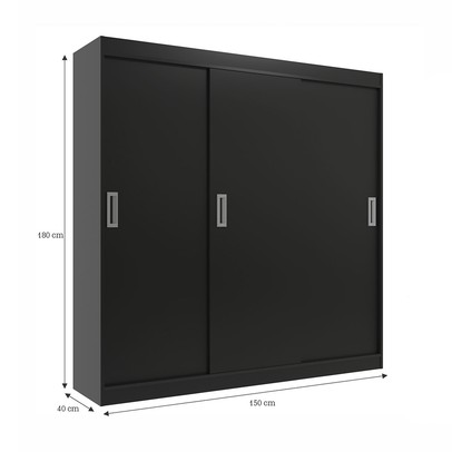 Guarda-Roupa Solteiro Lisboa 3 Portas 2 Gavetas Preto - Evidencia Móveis