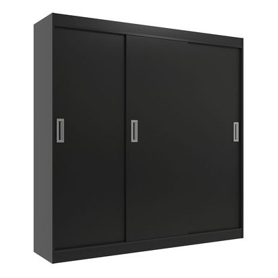 Guarda-Roupa Solteiro Lisboa 3 Portas 2 Gavetas Preto - Evidencia Móveis