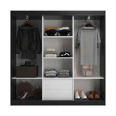 Guarda-Roupa Solteiro Lisboa 3 Portas 2 Gavetas Preto - Evidencia Móveis