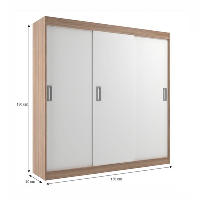 Guarda-Roupa Solteiro Lisboa 3 Portas 2 Gavetas Demolição/Branco - Evidencia Móveis