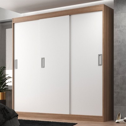 Guarda-Roupa Solteiro Lisboa 3 Portas 2 Gavetas Demolição/Branco - Evidencia Móveis