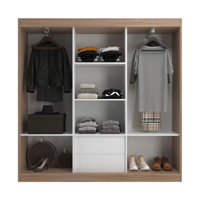 Guarda-Roupa Solteiro Lisboa 3 Portas 2 Gavetas Demolição/Branco - Evidencia Móveis