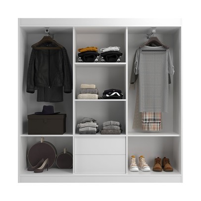 Guarda-Roupa Solteiro Lisboa 3 Portas 2 Gavetas Branco - Evidencia Móveis