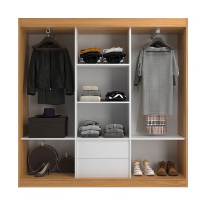Guarda-Roupa Solteiro Lisboa 3 Portas 2 Gavetas Cinnamomo - Evidencia Móveis