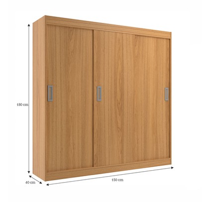Guarda-Roupa Solteiro Lisboa 3 Portas 2 Gavetas Cinnamomo - Evidencia Móveis