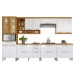 Cozinha Completa Burguesa Premium 13 Portas 6 Gavetas com Vidro 100% Mdf Freijó/Branco - Nesher
