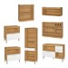 Cozinha Completa Burguesa Premium 13 Portas 6 Gavetas com Vidro 100% Mdf Freijó/Branco - Nesher