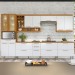 Cozinha Completa Burguesa Premium 13 Portas 6 Gavetas com Vidro 100% Mdf Freijó/Branco - Nesher