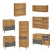 Cozinha Completa Burguesa Premium 13 Portas 6 Gavetas com Vidro 100% Mdf Freijó/Grafite - Nesher