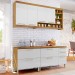 Cozinha Compacta Burguesa Premium 7 Portas 4 Gavetas 100% Mdf Amadeirado Freijó/Branco - Nesher