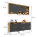 Cozinha Compacta Burguesa Premium 7 Portas 4 Gavetas 100% Mdf Amadeirado Freijó/Grafite - Nesher