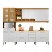 Cozinha Completa Burguesa Premium 11 Portas 5 Gavetas com Vidro 100% Mdf Amadeirado Freijó/Branco - Nesher