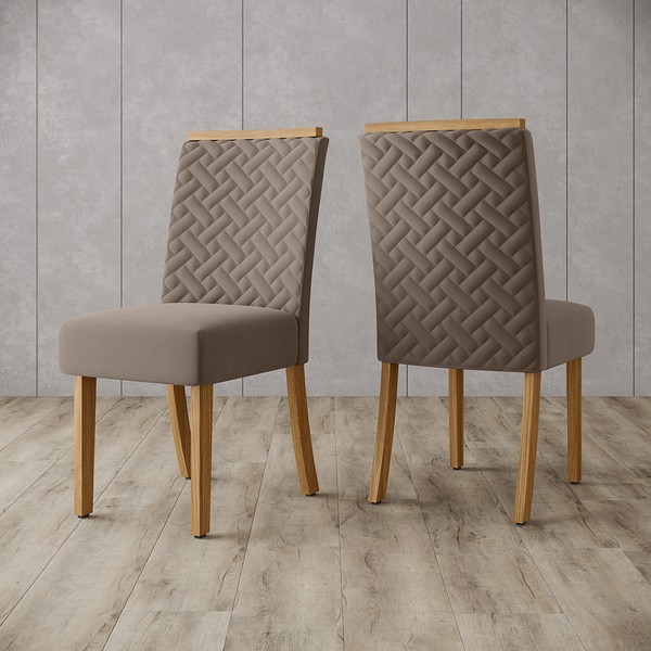 Cadeiras Kit 2 Cadeiras Malu Nature/Marrom/Amêndoa - Henn