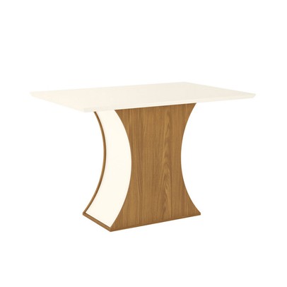 Mesa de Jantar com Tampo Mdf Canto Reto 120 Cm Luiza Nature/Off White Henn