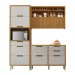 Cozinha Compacta Imperatriz 4 Portas 7 Gavetas Ripado 100% Mdf Freijó/Off White - Nesher
