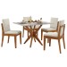 Mesa de Jantar 4 Lugares Donna Lady com Vidro Mel Natural/Off White - Nesher