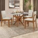 Mesa de Jantar 4 Lugares Donna Lady com Vidro Mel Natural/Off White - Nesher