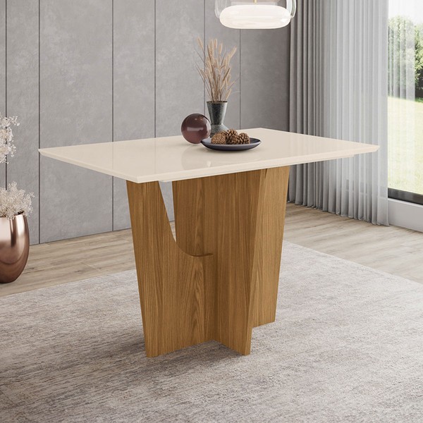 Mesa de Madeira Vértice Nature/Off White - Henn