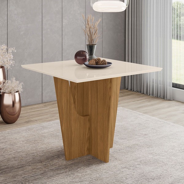 Mesa de Madeira Vértice 90 Cm Nature/Off White - Henn