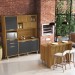 Cozinha Compacta Loft Imperatriz 7 Portas 6 Gavetas com Ilha Gourmet Ripado 100% Mdf Freijó/Grafite - Nesher