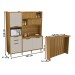 Cozinha Compacta Imperatriz 6 Portas 2 Gavetas com Ilha Gourmet Ripado 100% Mdf Freijó/Off White - Nesher